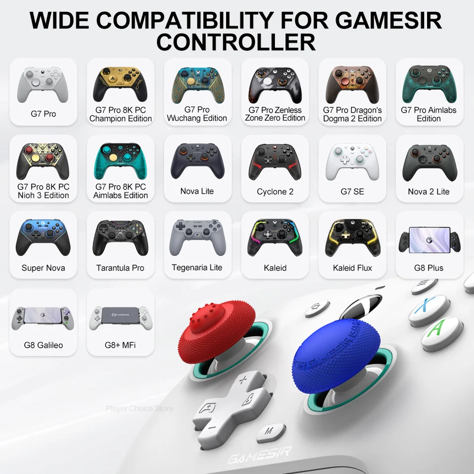 GameSir Fundas para Palancas para G7 PRO G7 Pro 8K Cyclone 2 G7 SE G8 Plus Nova 2 Lite Gamepads Puntas de Goma de Colores para Pulgares 2