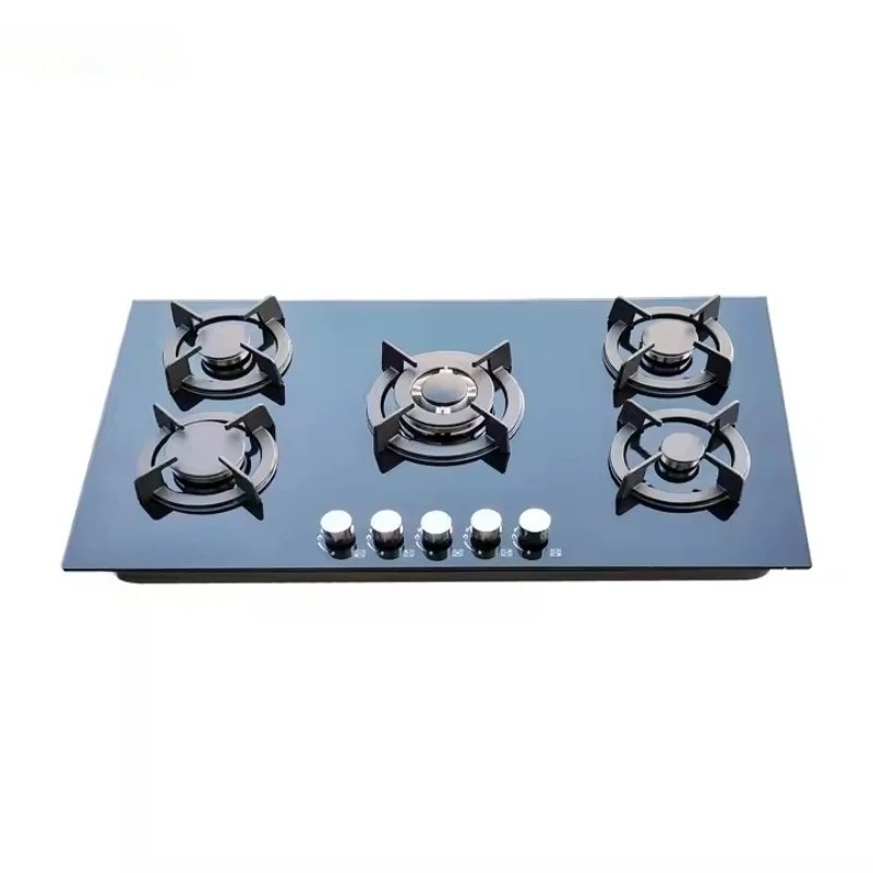 Factory Customizable Black Tempered Glass Built-in Gas Stove Cast Iron Frame FFD Protected Stainless Steel Surface Grade Energy