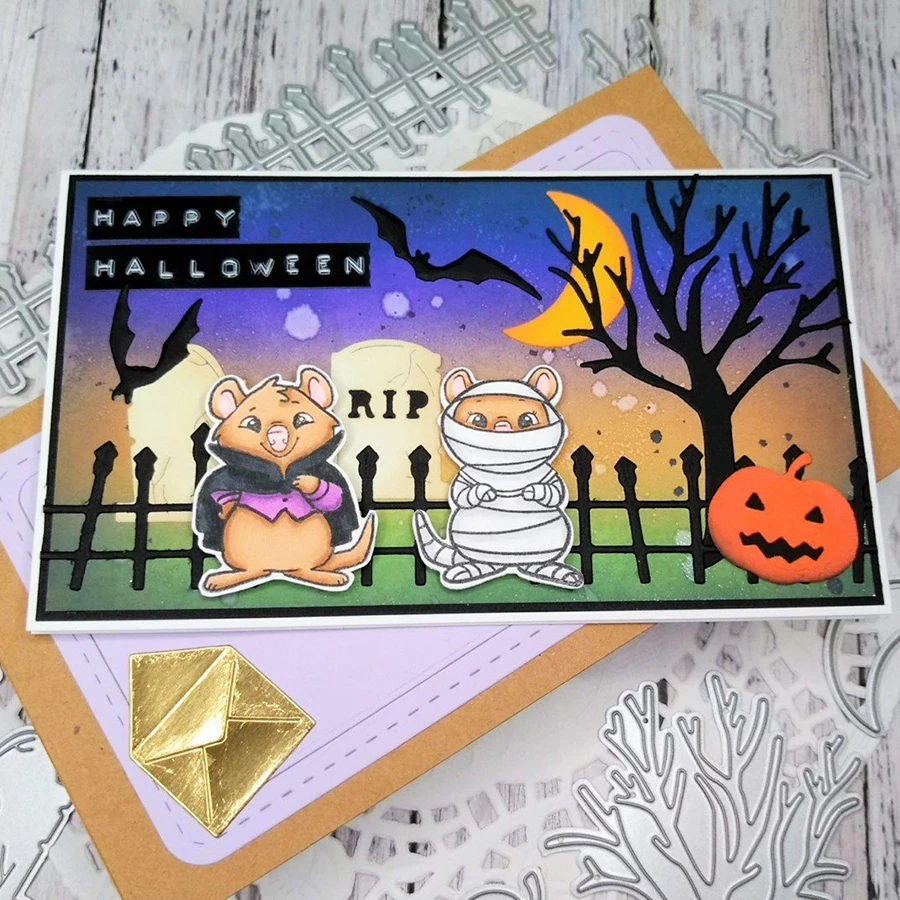 Lucky Goddess Metal Cutting Dies Halloween Fence Tree Diy Scrapbooking Photo Album Decorative Embossing Paper Card Crafts view 5