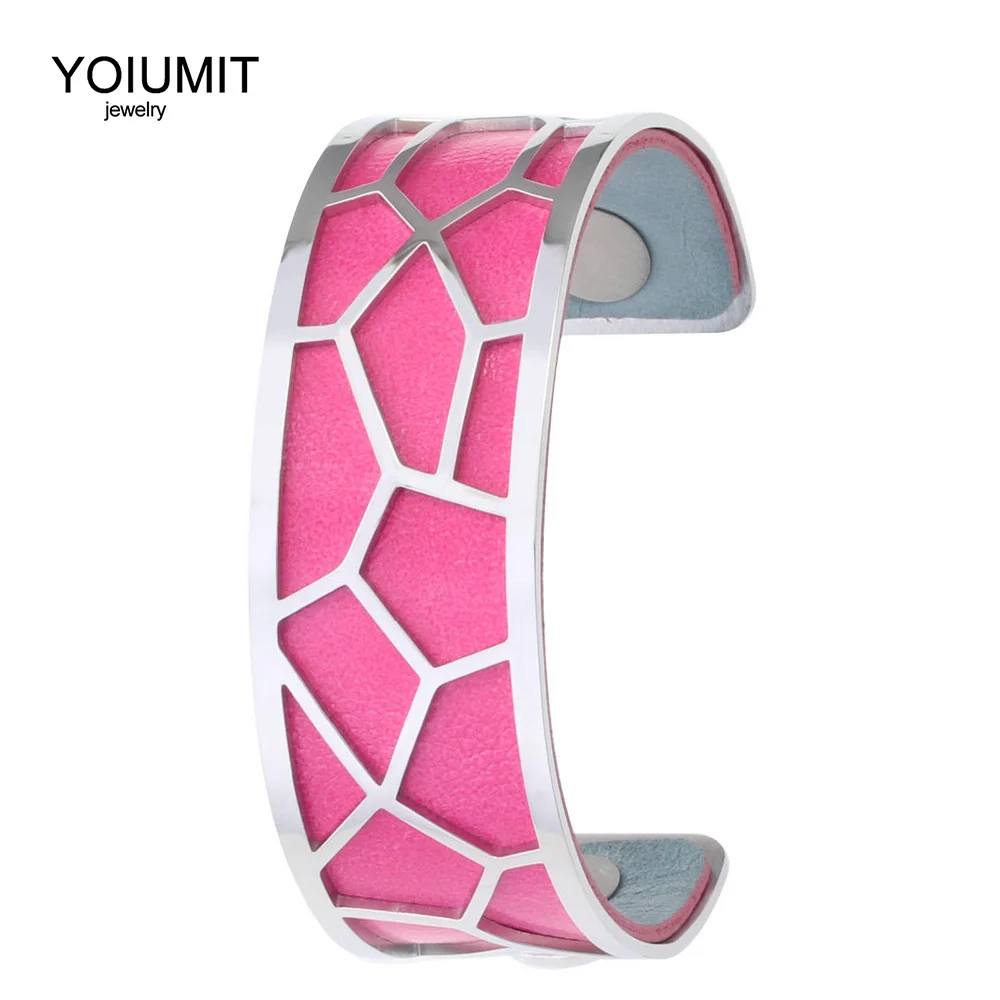 Yoiumit Fashion Love Cuff Bracelets For Women Stainless Steel Bangle Manchette Interchangeable Leather Jonc Femme Jewelry 2022