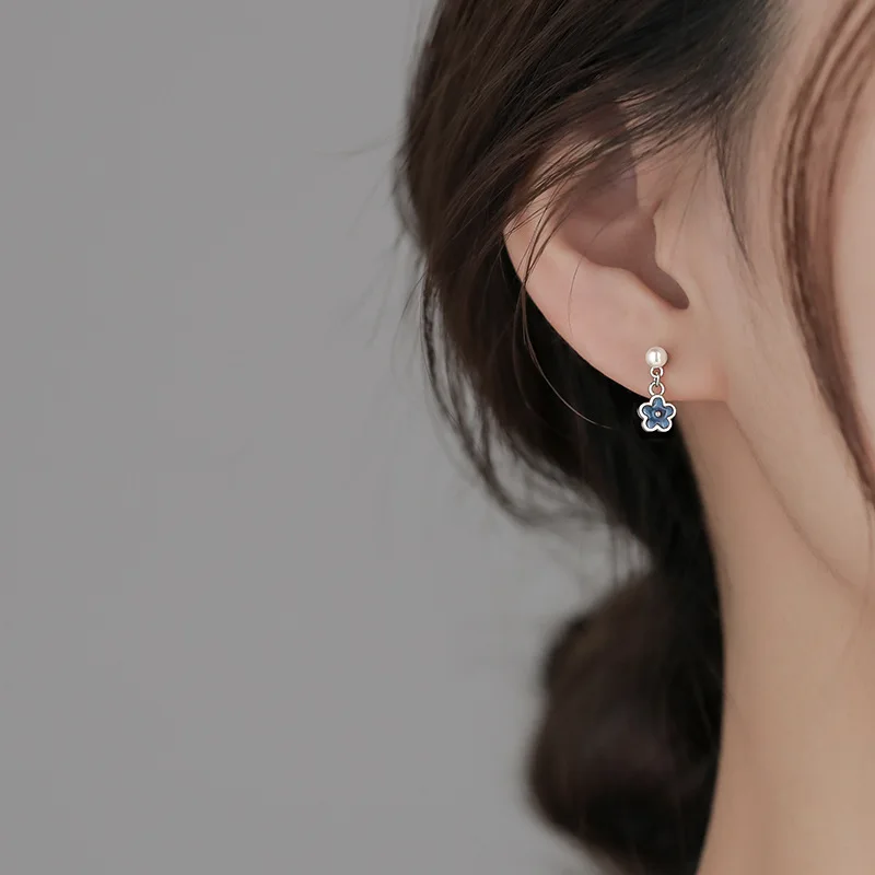 925 Sterling Silver Flower Zircon Simple Stud Earrings For Women Elegant Wedding High-end Luxury Jewelry Accesories