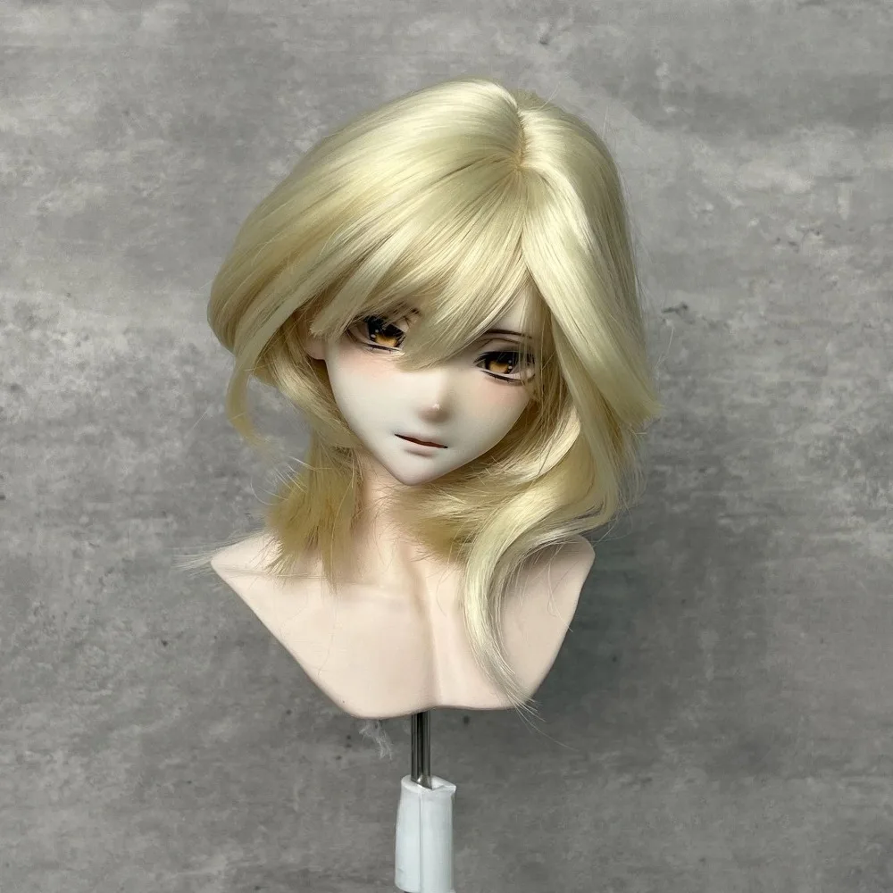 1/3 1/4 1/6 BJD Wig Anime Layered Short Hair Multi Colors Headdress Doll Hair Silver Blue Blonde Brown Black Gift for Headgear