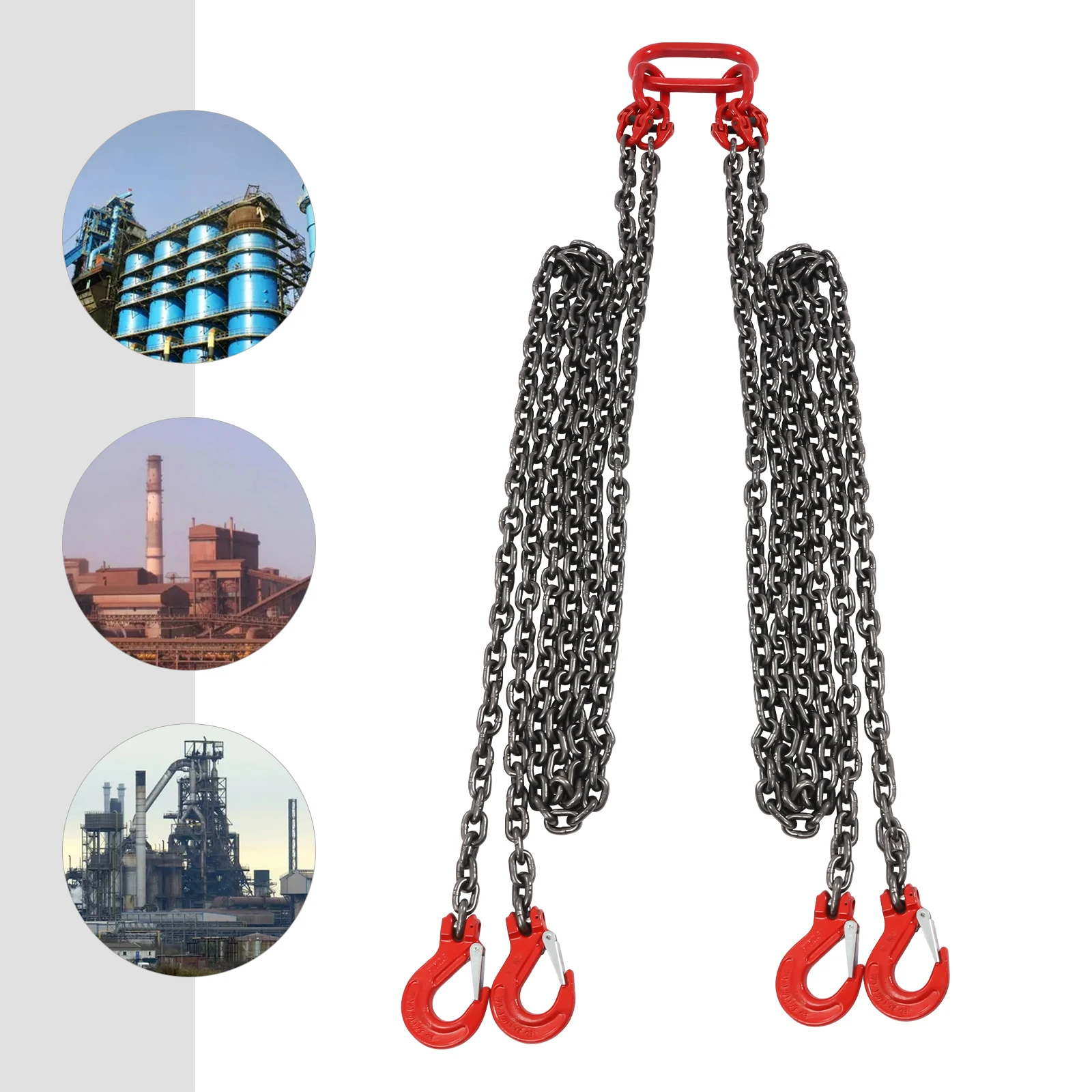 

10FT Chain Sling 5/16 Inch *10FT Lift Chain Chain Hoist Lifts with 4 Leg Grab Hooks Used in Mining, Machinery, Ports, Building