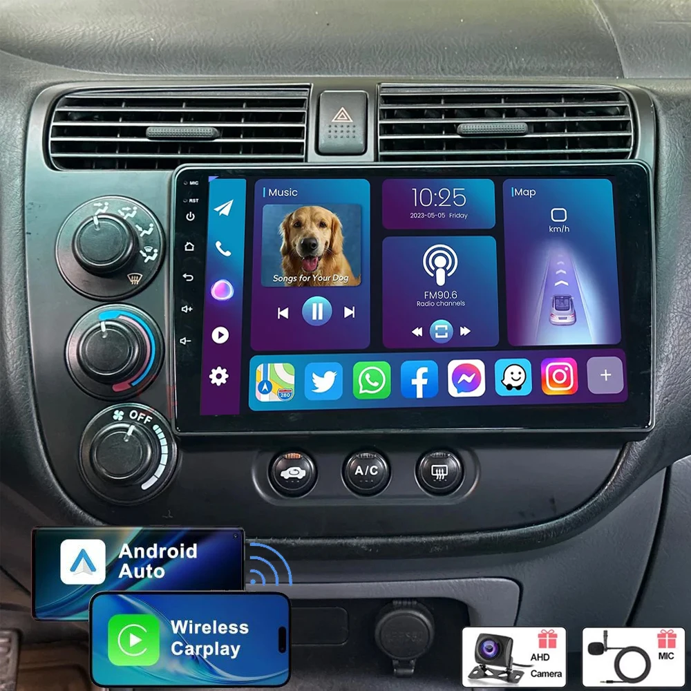 

Android 15 For Honda Civic 2000 -2005 2006 Car Radio Stereo Multimedia Carplay Navigation GPS Android Auto Video Player 4G+WIFI