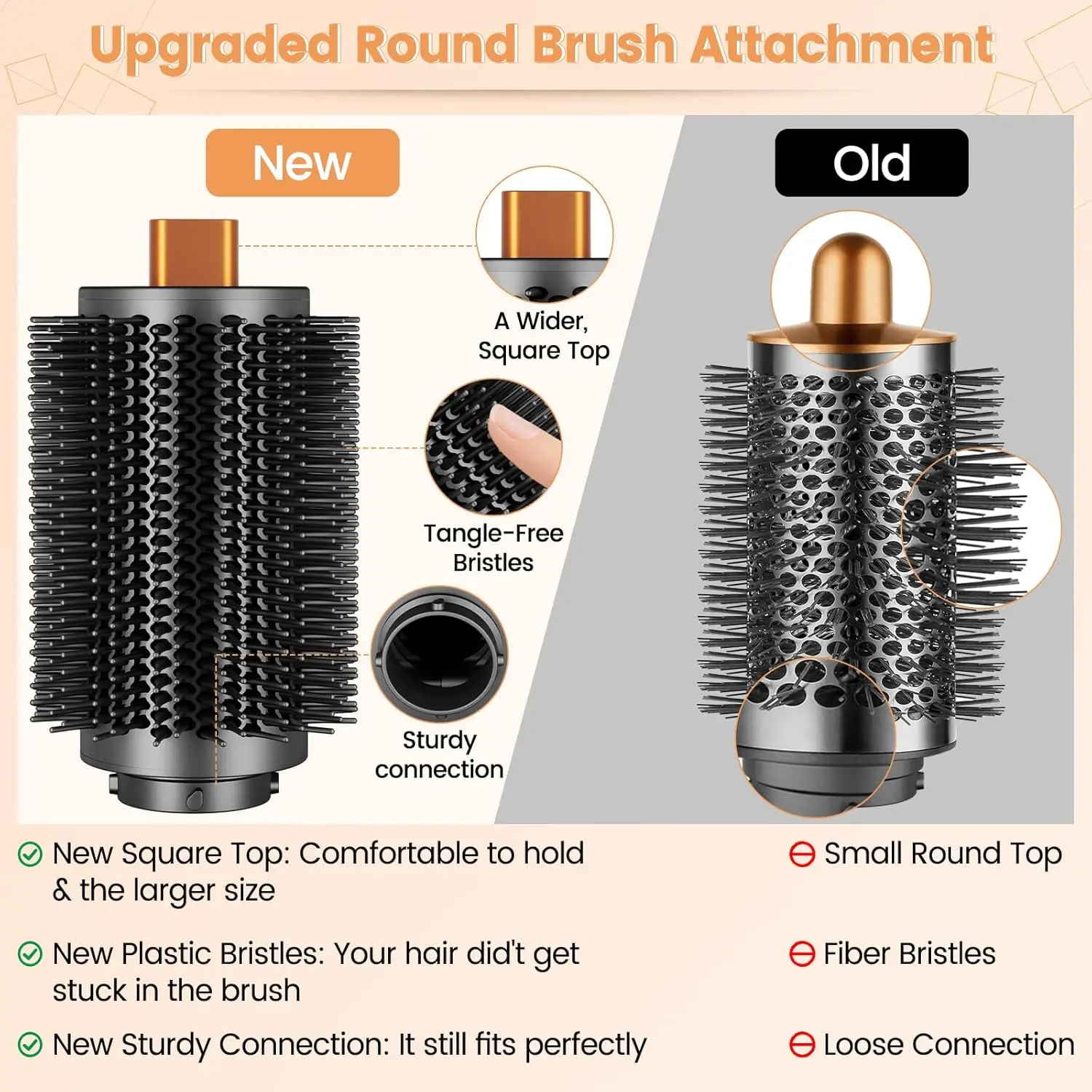 Large Round Volumizing Brush Styling Curling Comb For Dyson Airwrap Attachments Bigger Round Brush Attachment For Straight Wavy