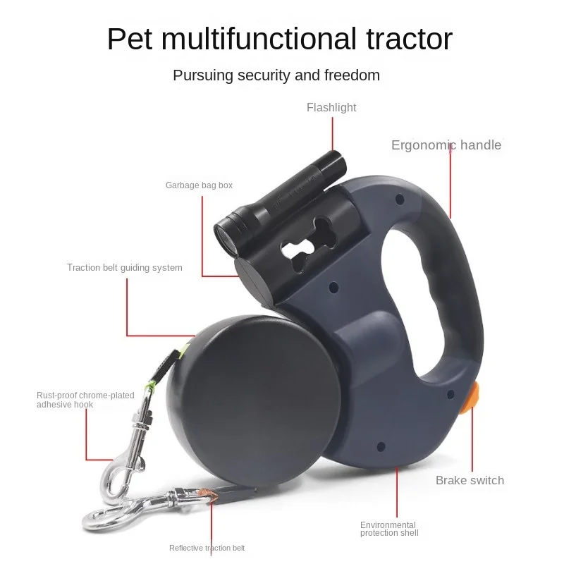 Double dog Leash Light retractable roulette double end leash Portable rotating pet leash for 2 dogs walking pet supplies