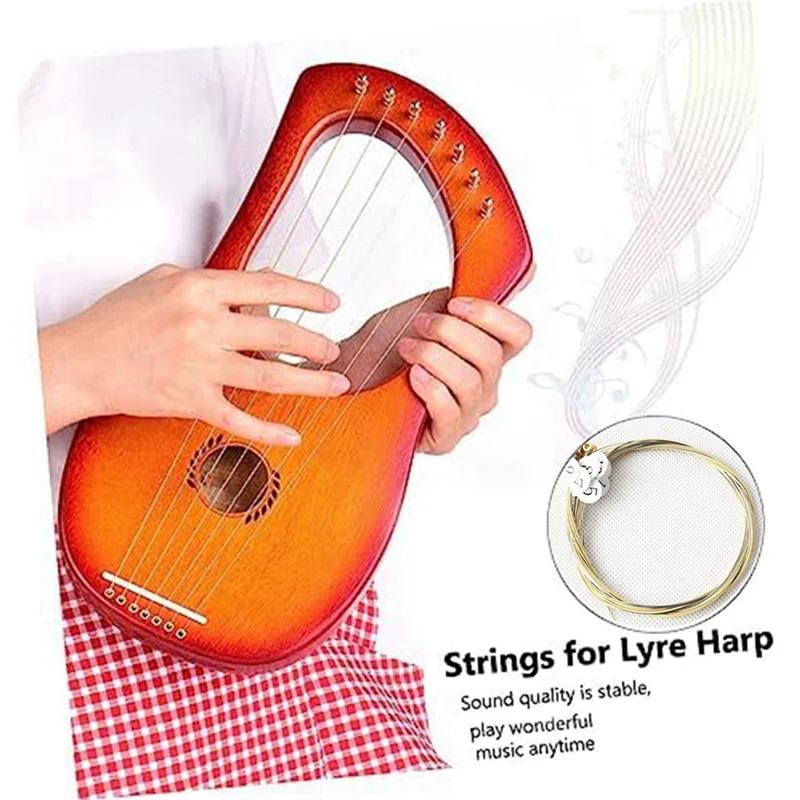ABHT-2 Sets Of 16 Lyre Harp Strings Replacement Metal String For Lyre Harp