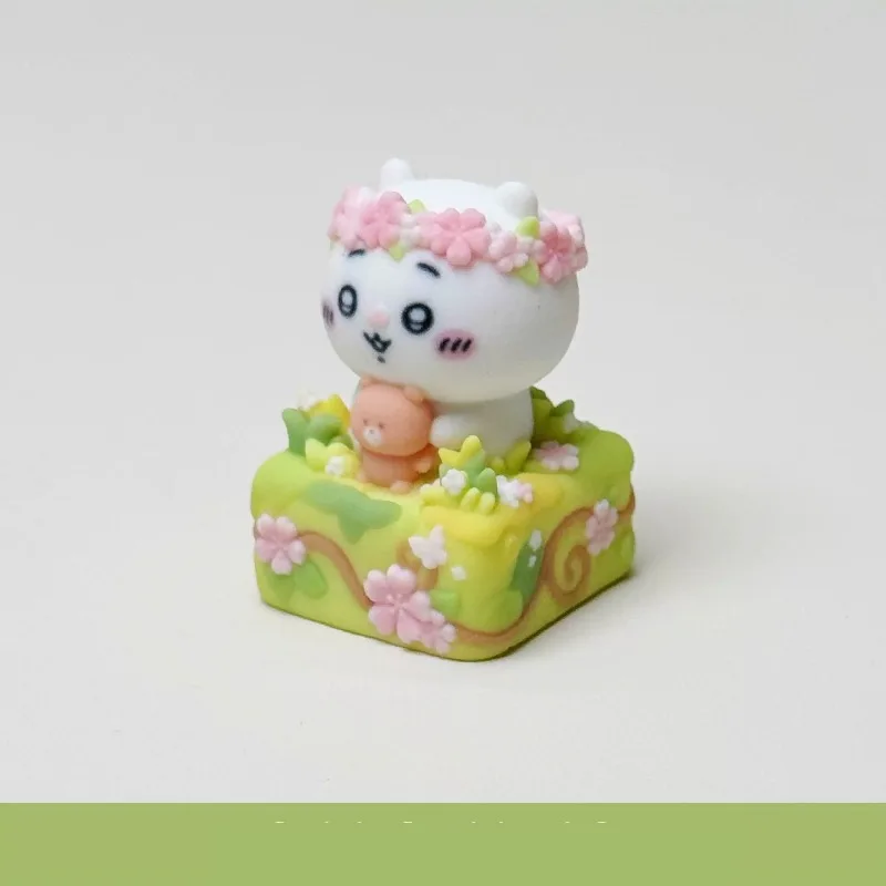Chiikawa Hachiware Usagi Kawaii Anime Cartoon Keycap Spring Day Sea of Flowers Single Three-dimensional Machine Keycap Gift view 5