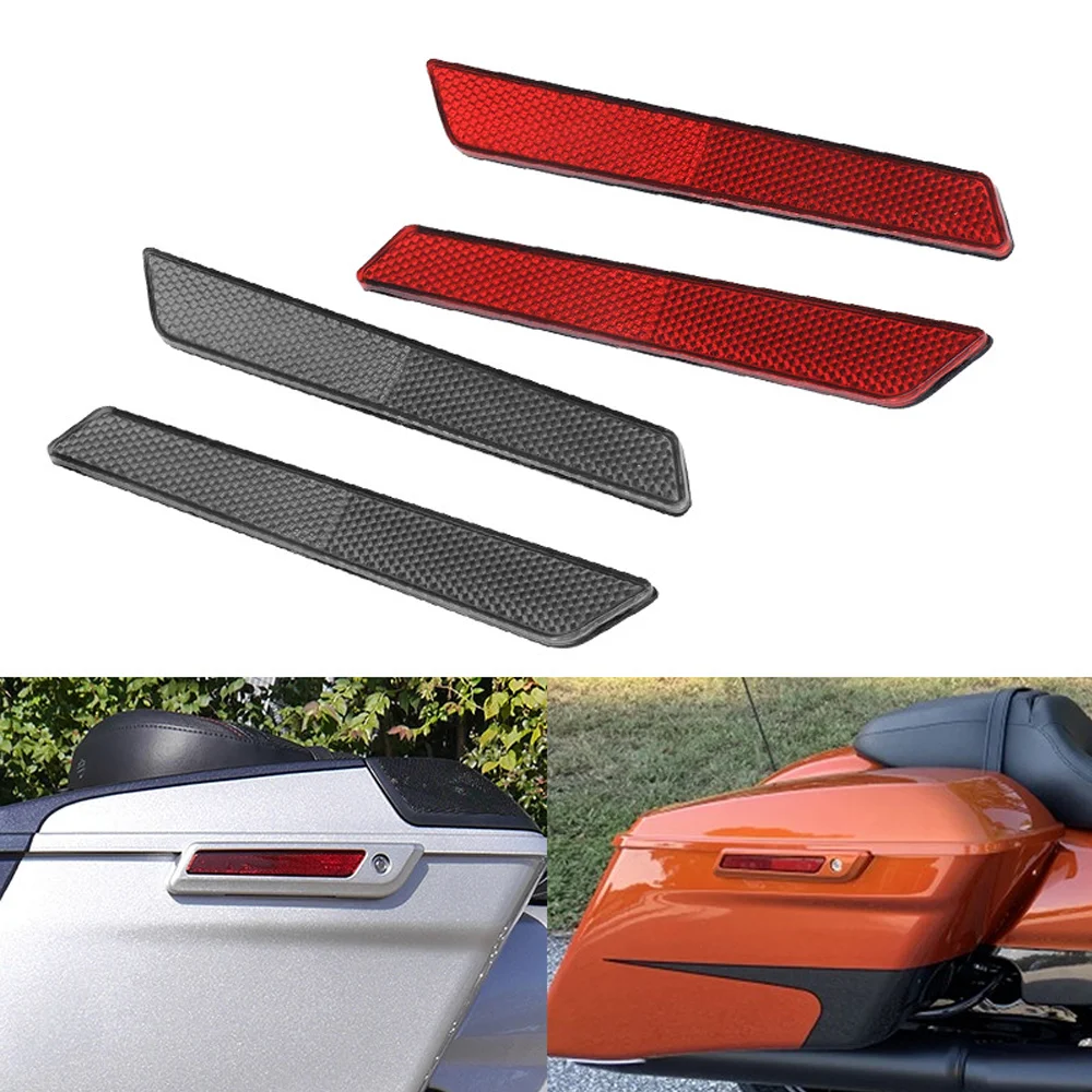 

Motorcycle Hard Saddlebag Guard Latch Covers Reflector Smoke For Harley Touring Road King Street Electra Glide CVO FLHX 2014-24
