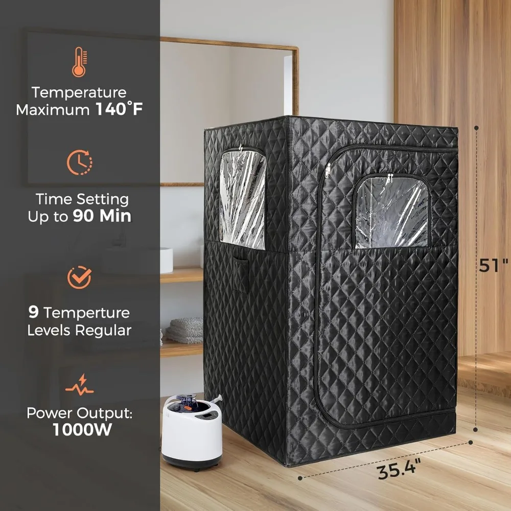 Versione aggiornata Sauna portatile Home Tenda per sauna a vapore personale per tutto il corpo a casa Spa Generatore di vapore 2.6L1000W, timer da 90 minuti