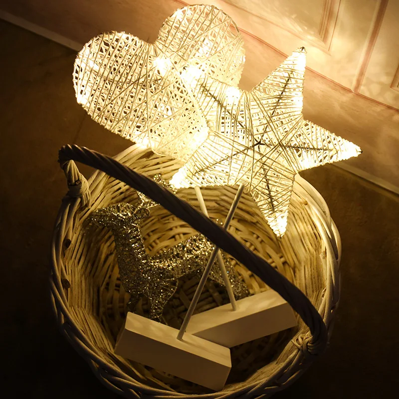 Home Decoration Small Nightlight LED Rattan Modeling Lamp Star Lamp Moon Christmas Lamp Nightlight Bedside light