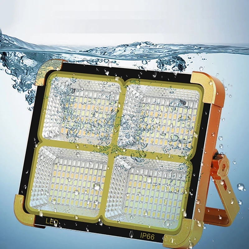 Luz Solar de advertencia de emergencia para exteriores, luz de inundación de carga de teléfono móvil con gancho portátil, foco recargable por USB, lámpara de inundación