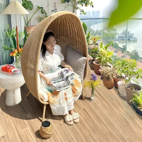 Balcony Rattan Chair Outdoor Bird's Nest Couch Single Outdoor Home Resort Small Apartment Courtyard Woven