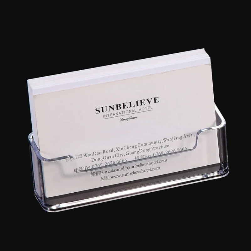 1 Pcs Clear Desk Shelf Box Storage Display Stand Acrylic Plastic Transparent Desktop Business Card Holder Place Card Holder