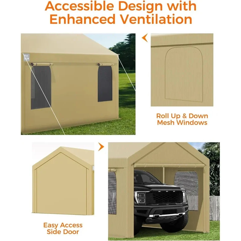 Portle Garage Heavy , Carport Canopy With Sidewalls Roll-Up D
