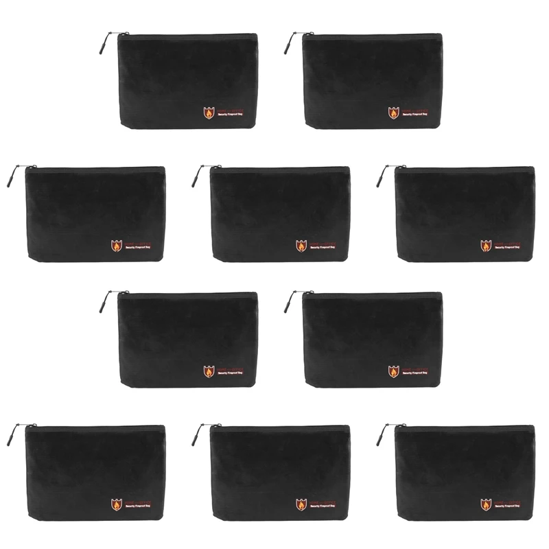 

10X Fireproof Document Bags, Waterproof And Fireproof Bag With Fireproof Zipper For Ipad, Money, Jewelry, Passport