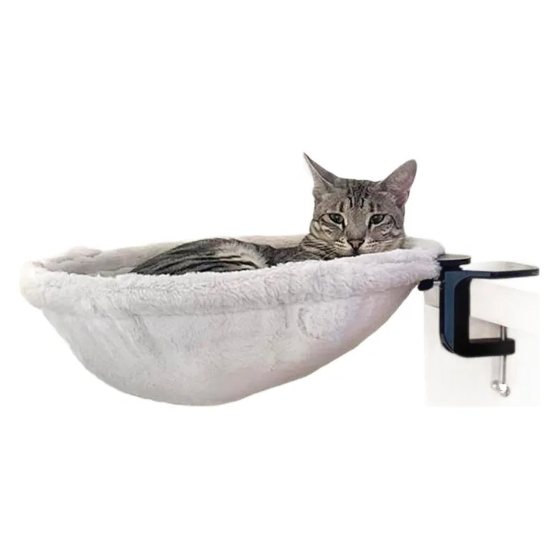 360° Rotatable Round Desk Mount Cat Hammock Bed Office Table Cat Nest Sunbathing Hanging Perch Bed