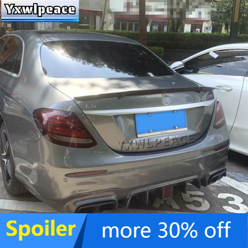 For Mercedes W213 Spoiler E Class 4-Door Sedan E200 E220 E250 E300 2016-2020 Real Carbon Fiber Rear Trunk Lip Spoiler