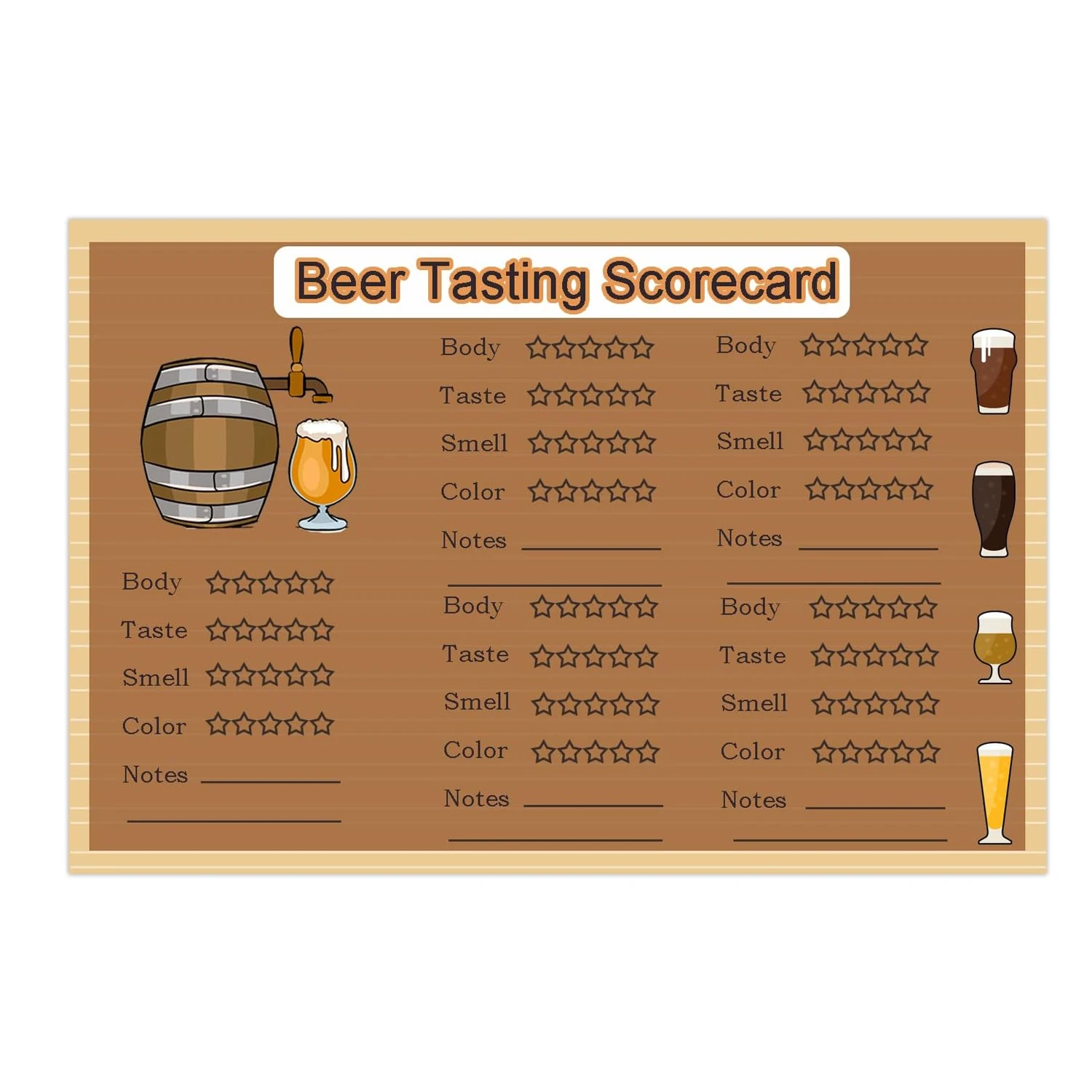 Beer Tasting Scorecards 4×6 Inch Beer Tasting Party Supplies Beer Score Card Rating Perfect for Note Taking While Beer Tasting