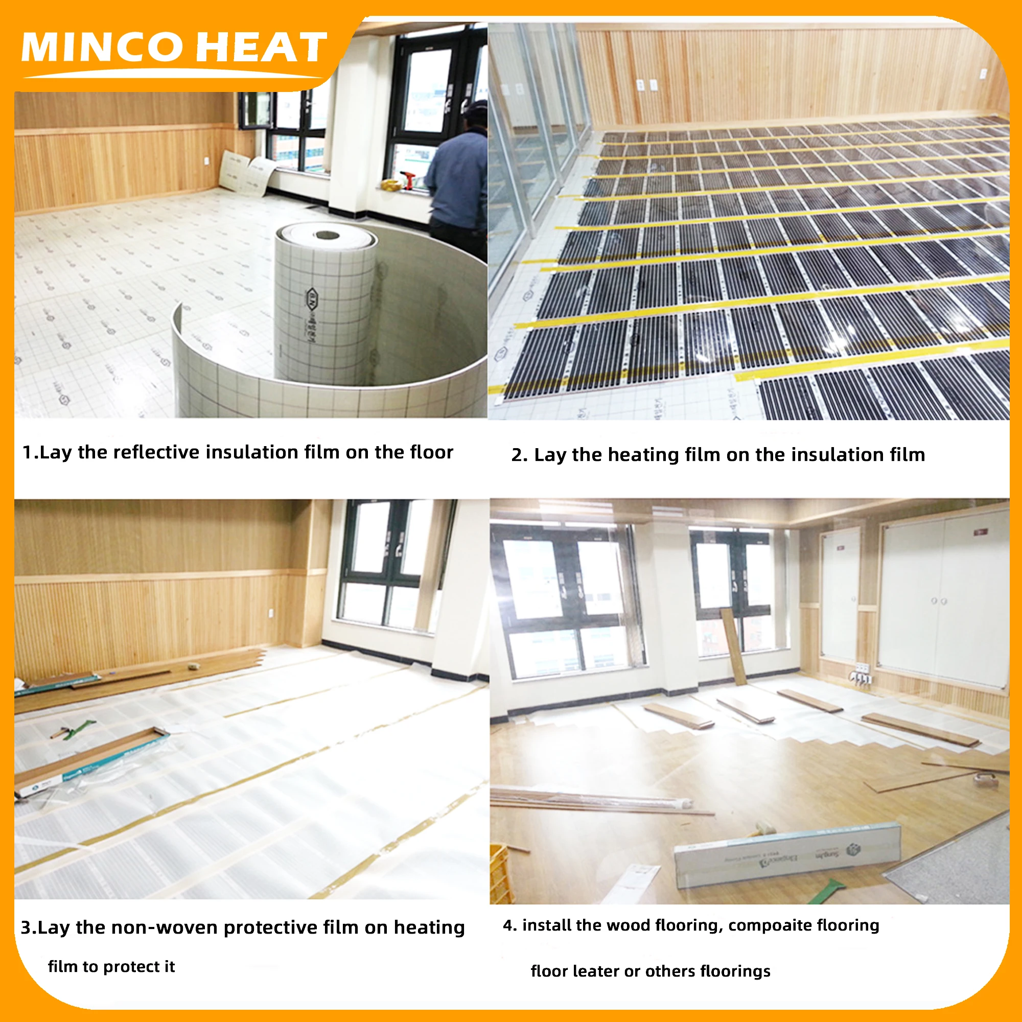 Minco Heat 1m X 10m Non-woven Fabric Underfloor Heating Film Warm Mat Accessories for Infrared Heating Film Moisture-Proof Prote