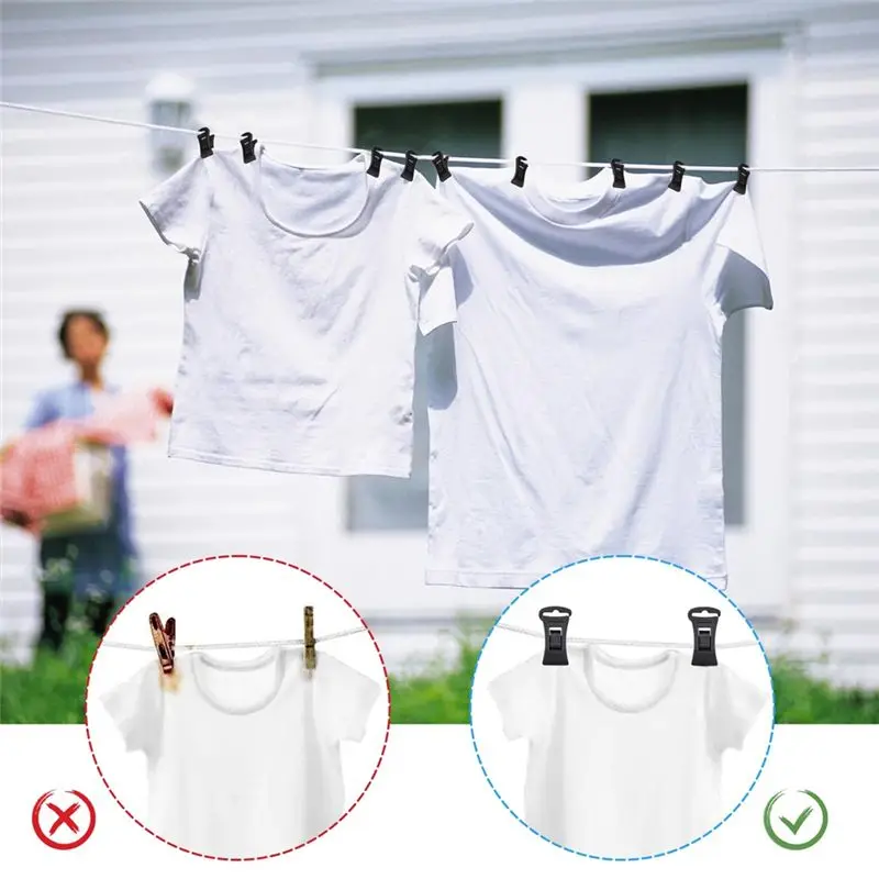 ABMI-60-Pack Sock Clips For Laundry, Portable Sock Holders With Hooks For Washing Machine And Dryer,