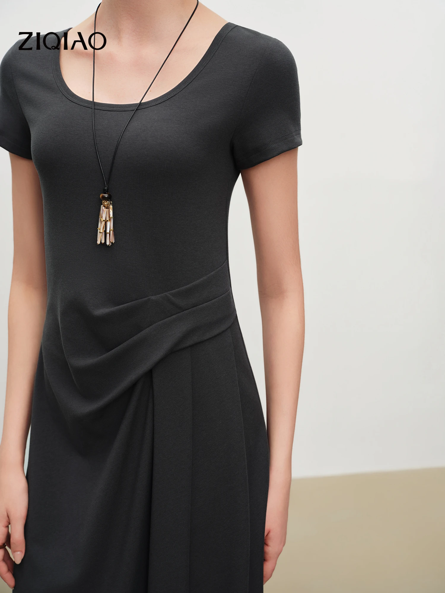 

ZIQIAO 2026 Summer New Pearl Shell Necklace, Bamboo Bead Handmade Knot Cord Pendant for Boho Beach & Nature-Inspired Style