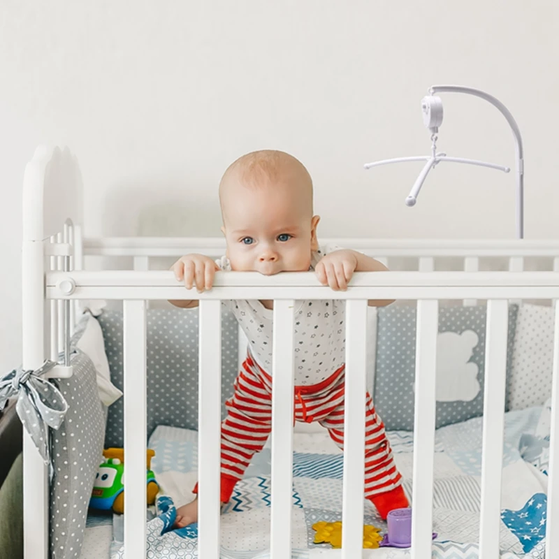 Soporte de sonajeros blancos para cama de bebé, caja de música de cuna móvil, campana de cuna para recién nacido, juguete para regalo de bebé de 0 a 12 meses