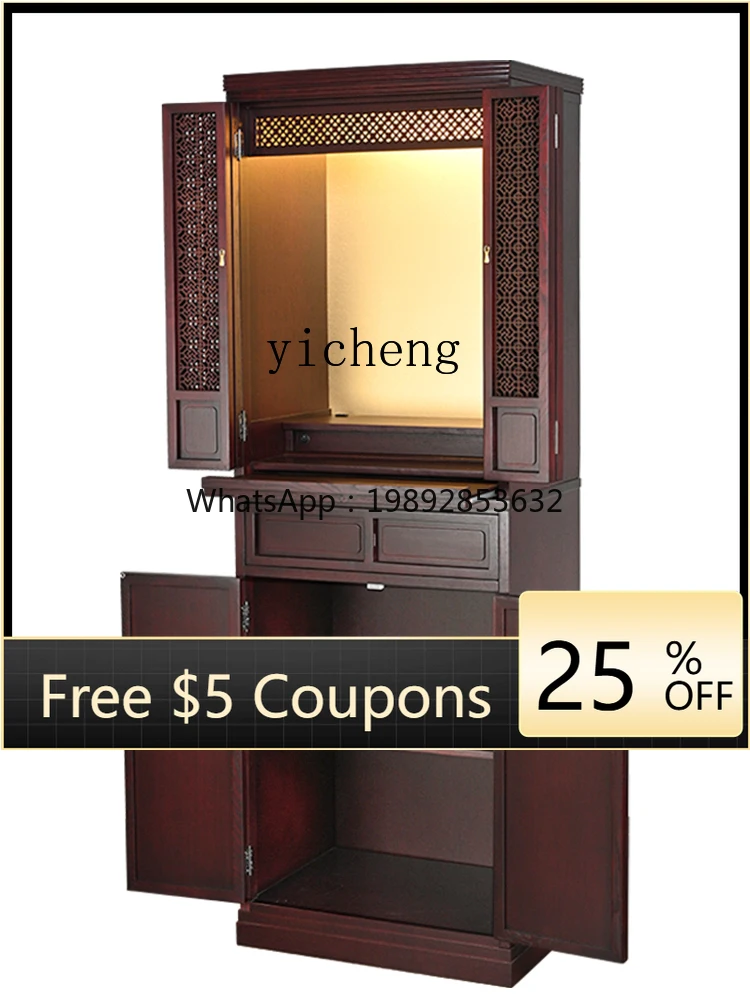 

ZZYx with Door Worship Guanyin God of Wealth Ancestors Altar Home Living Room Modern Minimalist Buddha Cabinet
