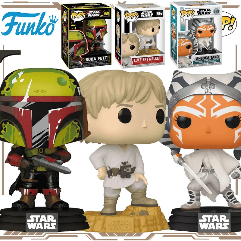 

FUNKO POP Original Genuine Star Wars Boba Fett Luke Ahsoka Action Figure Toys for Boys Girls Gift Collectible Model Ornaments