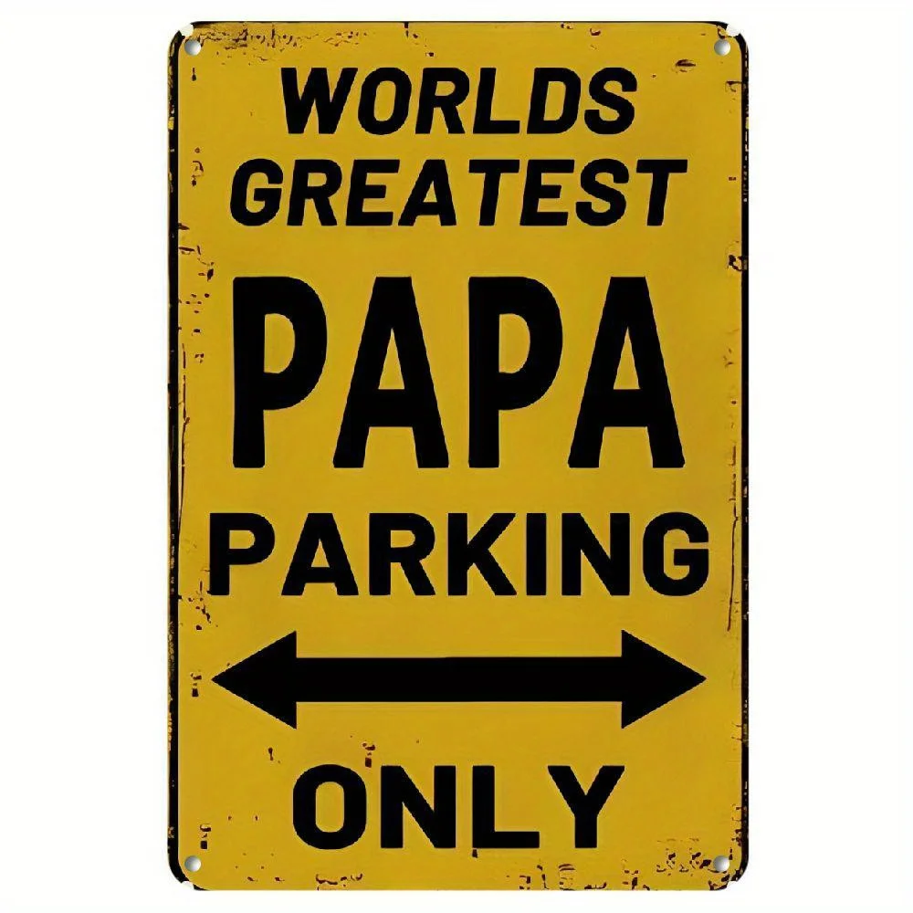 HEMITONG Metal Tin Sign Parking Only Vintage Wall Decor Papa Gift for Home Garage Garden Outdoor