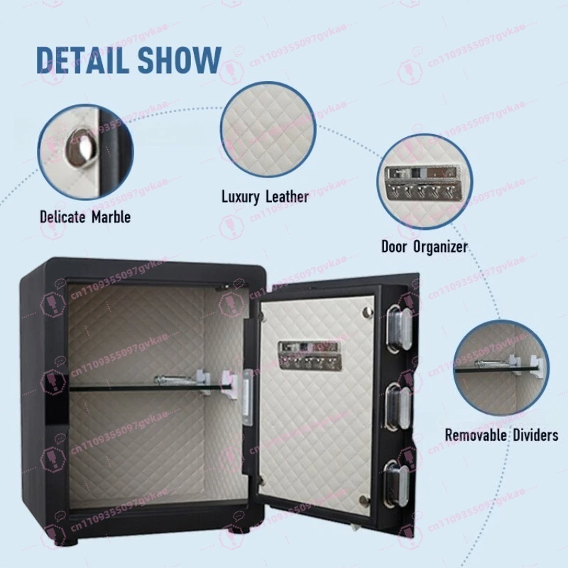 Black Biometric Fingerprint Safe Box Digital Password Lock Anti-Theft Security Cabinet For Home Office Cash Jewelry Storage