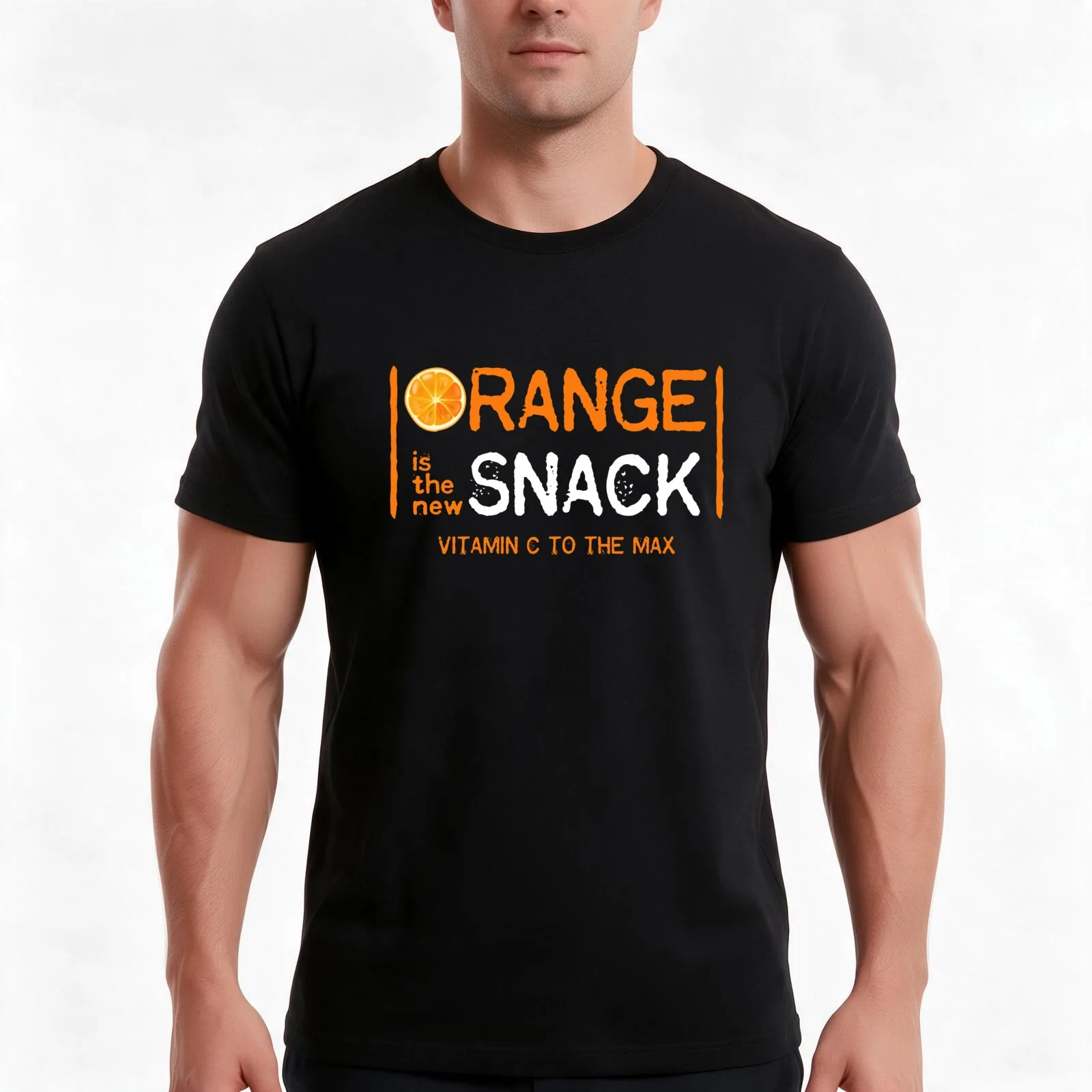 Orange Is The New Snack Vitamin C To The Max T-Shirt, Summer Casual Cotton Tee, Oversized Streetwear Tops, Vintage Graphic Print