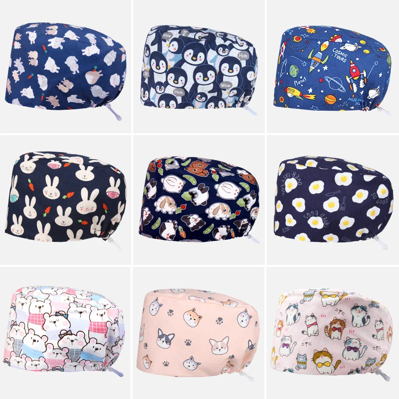 Japanese Cotton Scrub Cap for Women Men Surgical Scrubs Hats Medical Nurse Doctor Head Accessories Sleek Cordlock Dentist Caps