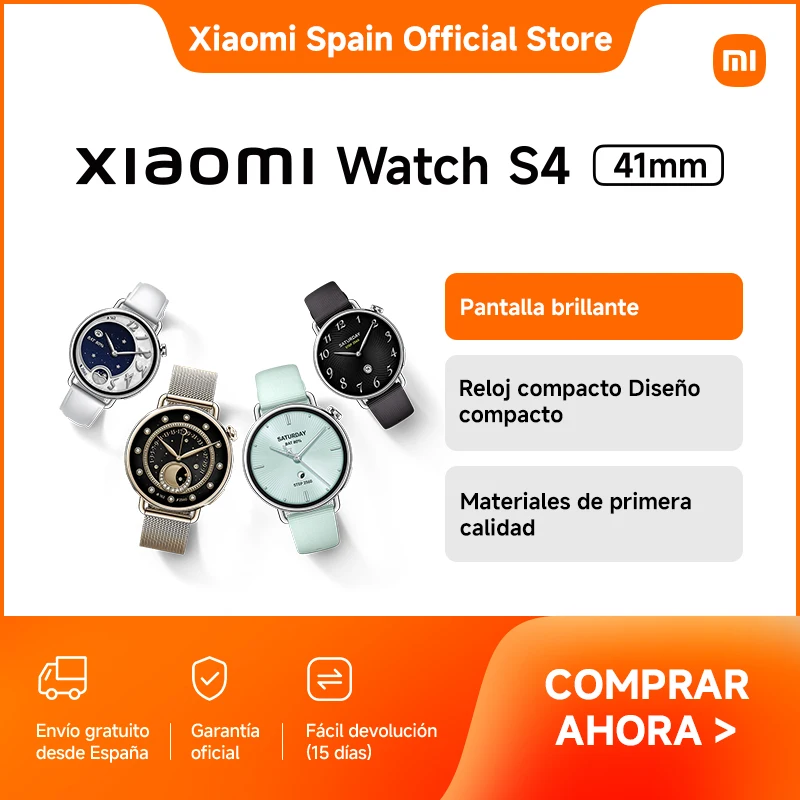 Official | Xiaomi Watch S4 41mm, Pantalla brillante, Reloj compacto Diseño comp…