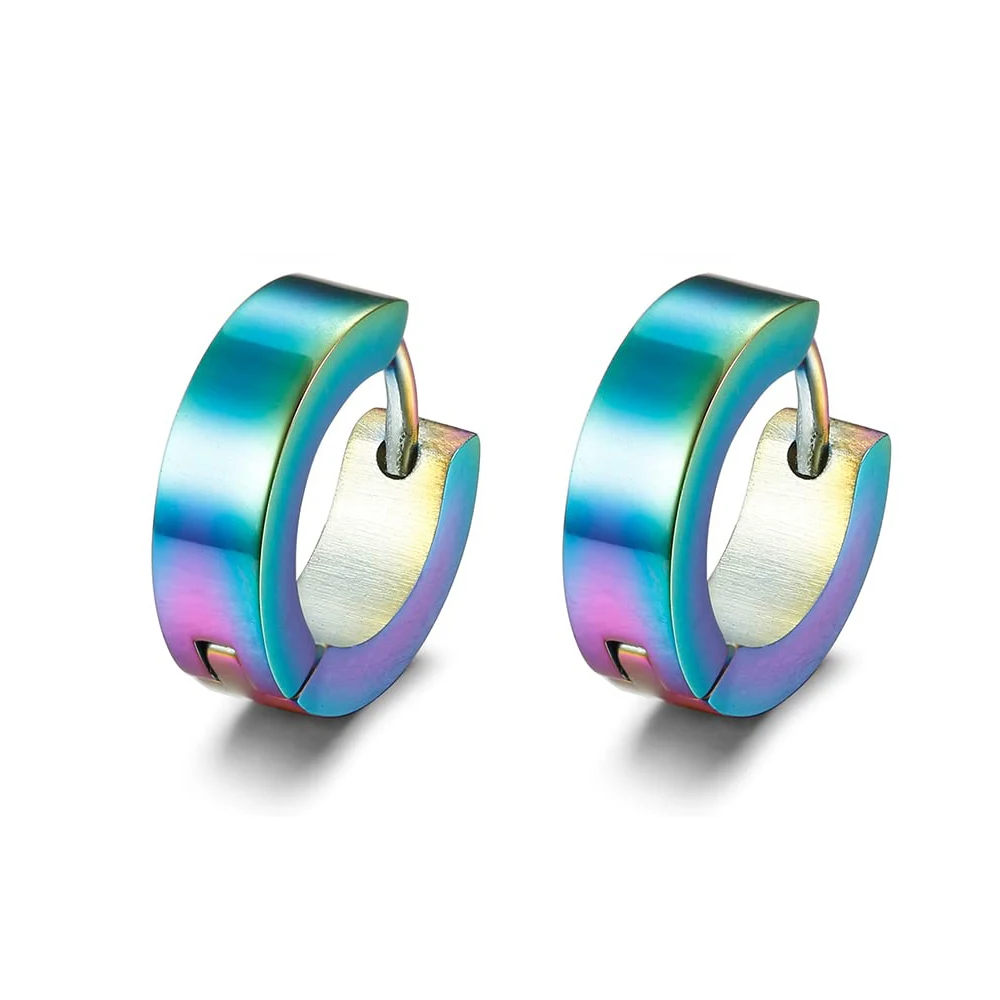 Fashion Cool Colorful Small Stud Earrings for Women Men Piercing Stainless Steel Circle Hoop Earrings Punk Girl Dangle Earrings