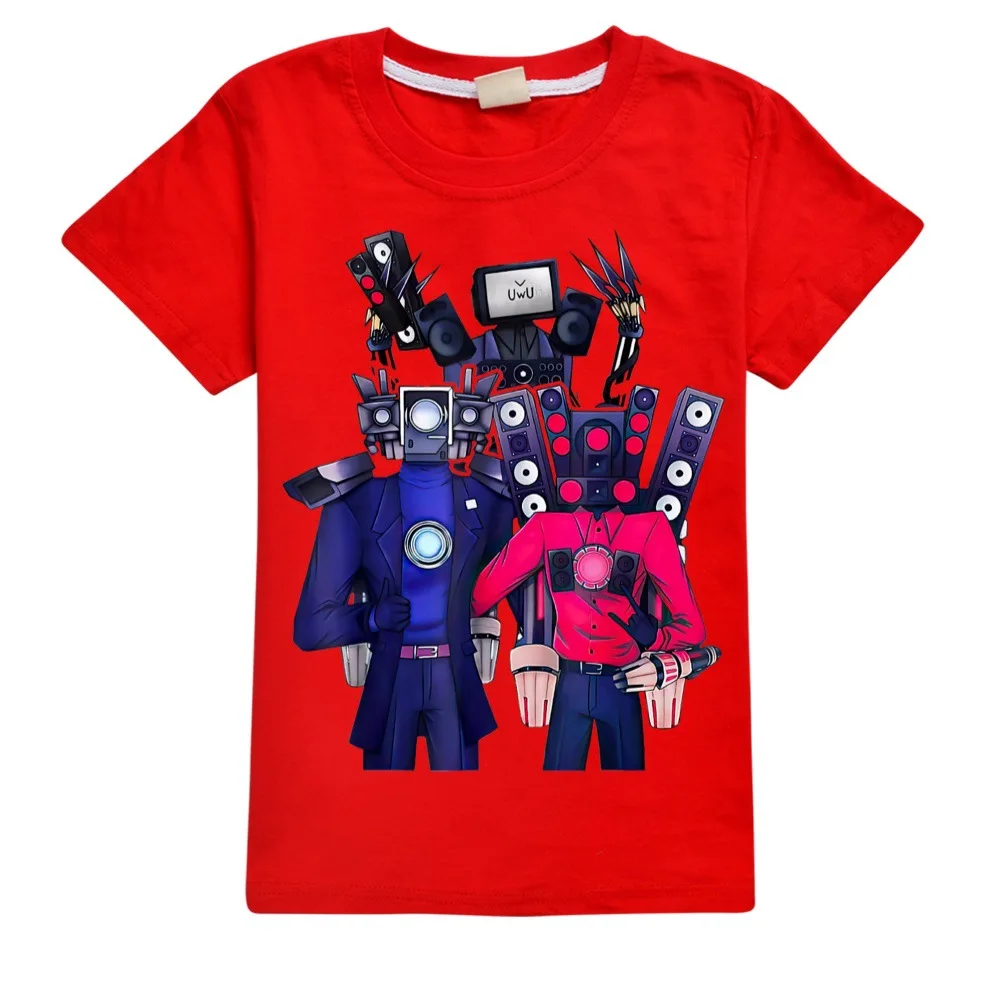 Skibidi Toilet camisetas de dibujos animados para niños, juego Speakerman, Titan TV Man, Camiseta con estampado 3D, ropa de algodón para niños, Top