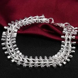 Hot 1.3CM Fish Bone Bracelet 925 Sterling Silver for Women Men's 20CM Chain Fashion Wedding Party Holiday Gifts Fine Jewelry