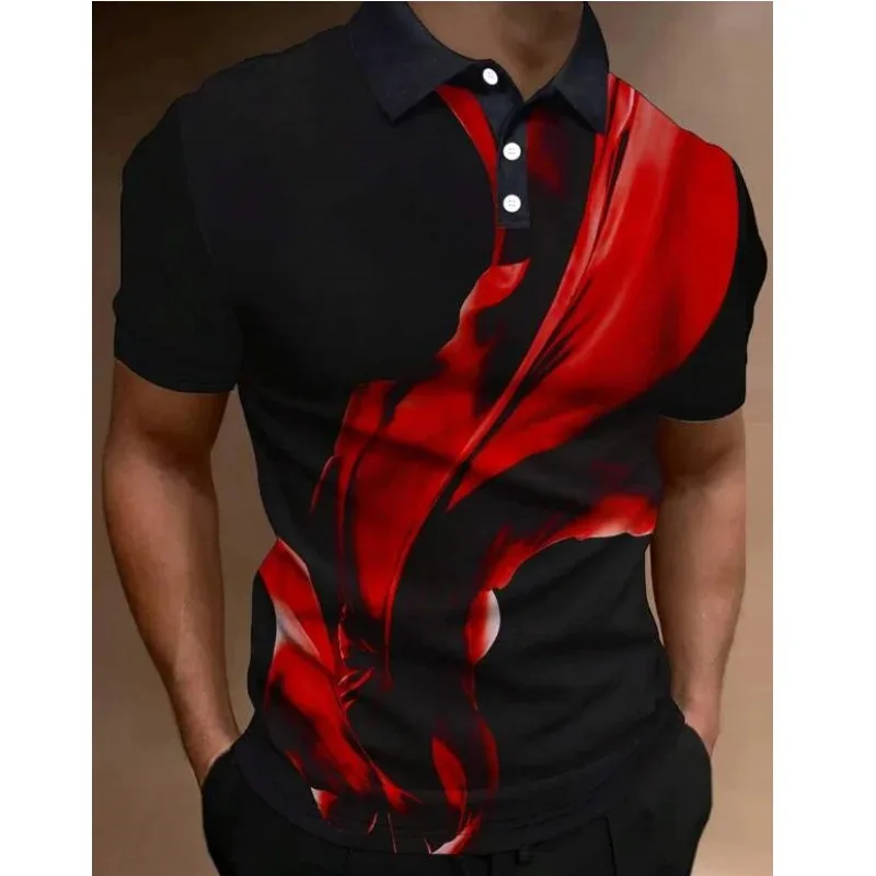 Fashion Men\'S Polo Shirt 3d Silk Printed Summer Casual Short Sleeved Street Designer Oversized Shirt High-Quality Men\'S Clothing