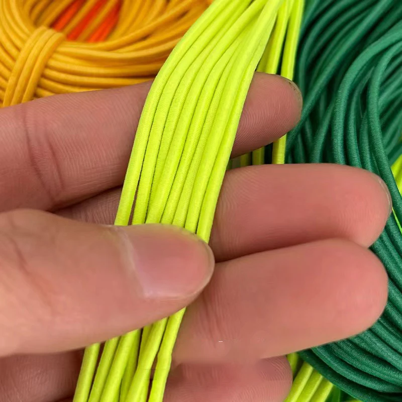 5/10M 2mm Colorful Round Elastic Band Polyester Single Strand Rubber Core Wrapped High Elastic Rope DIY Sewing Accessory