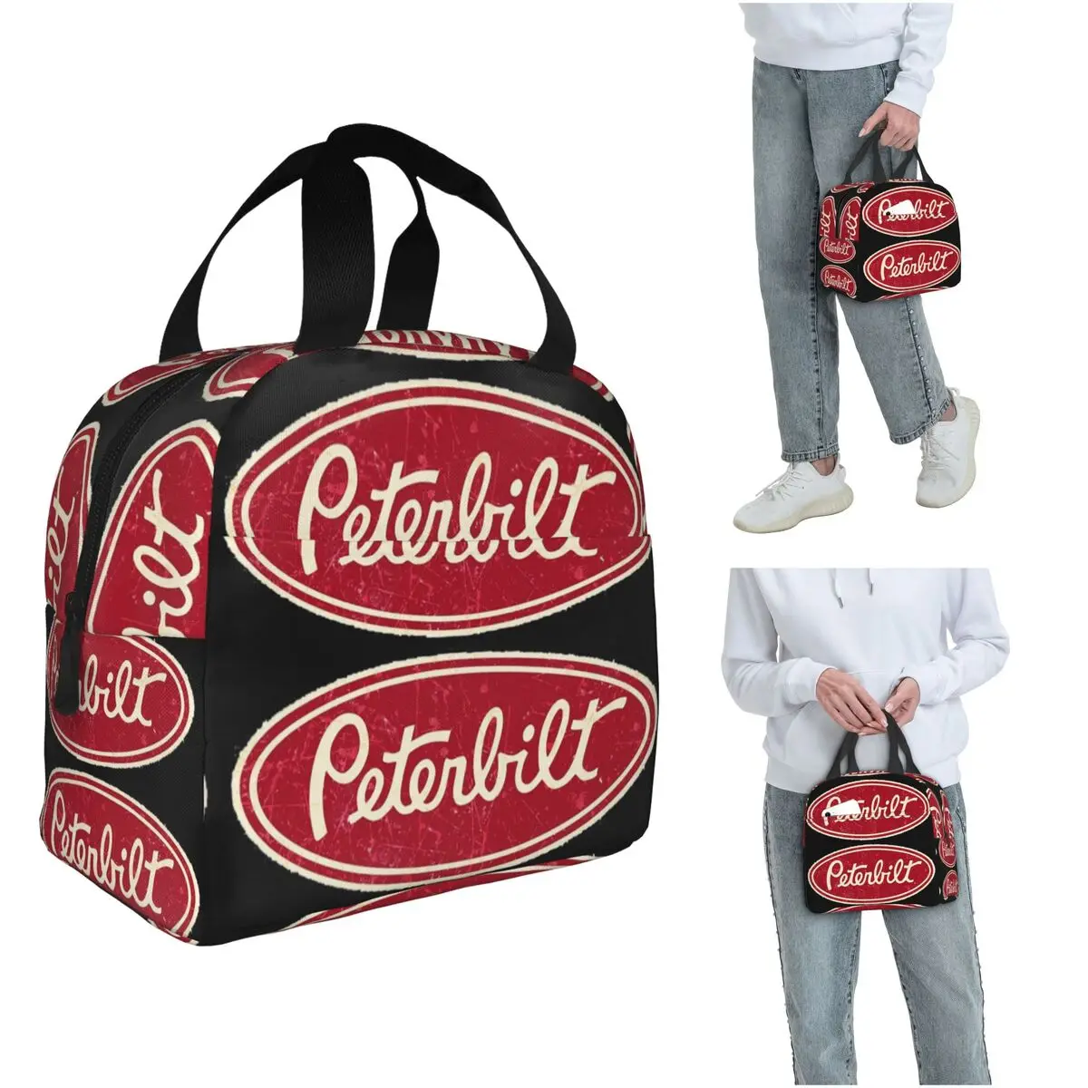 Peterbilt Truck Racing Logo Insulated Lunch Bag for Women Kids Portable Food Boxes Thermal Lunch Box Tote