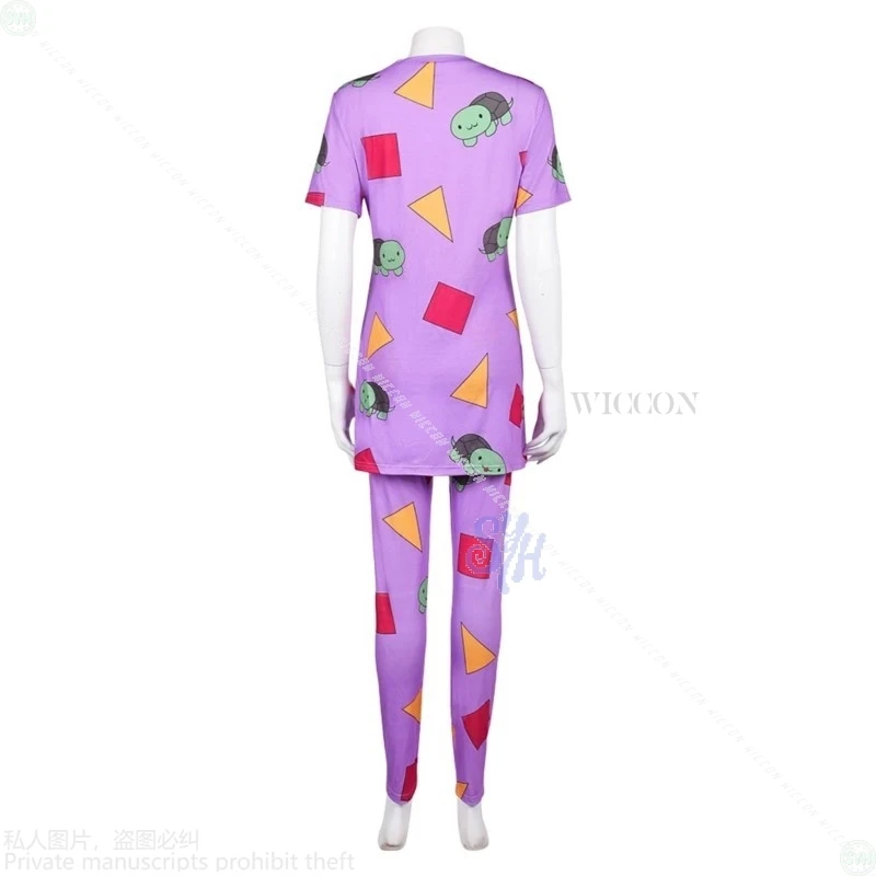 Zoey Huntrix Kpop Demon Cosplay Costume Purple Geometric Print Pajamas Kawaii Cute Sweet Uniform Halloween Suit