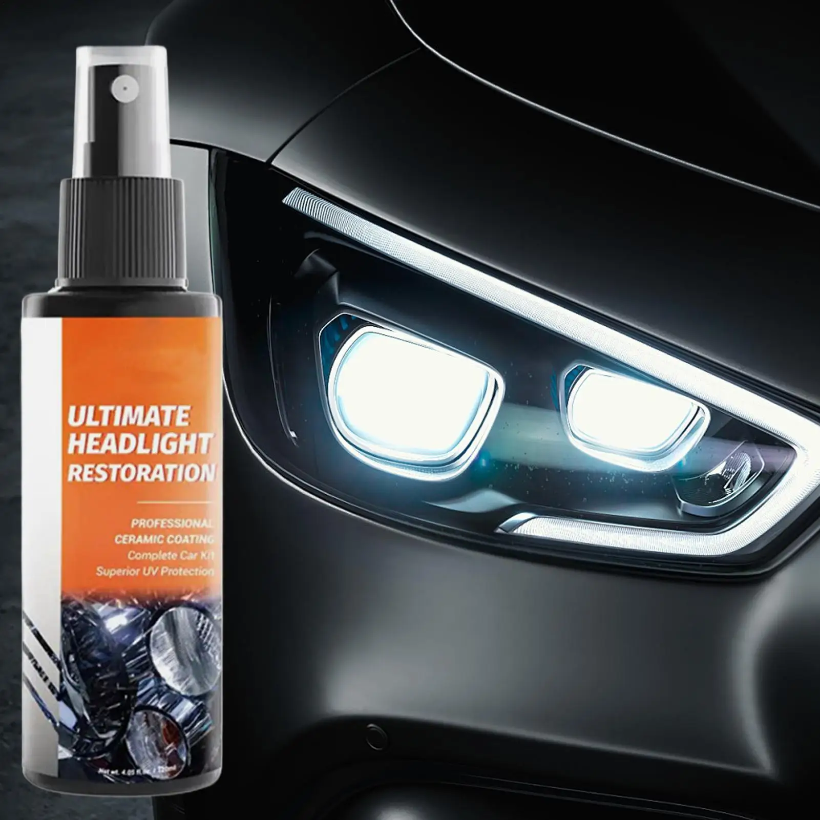 120ml Car Headlight Restoration Kit with Towel, Polishing Restorer & Yellowing Cleaner Care for Truck SUV Sedan Pickup RV