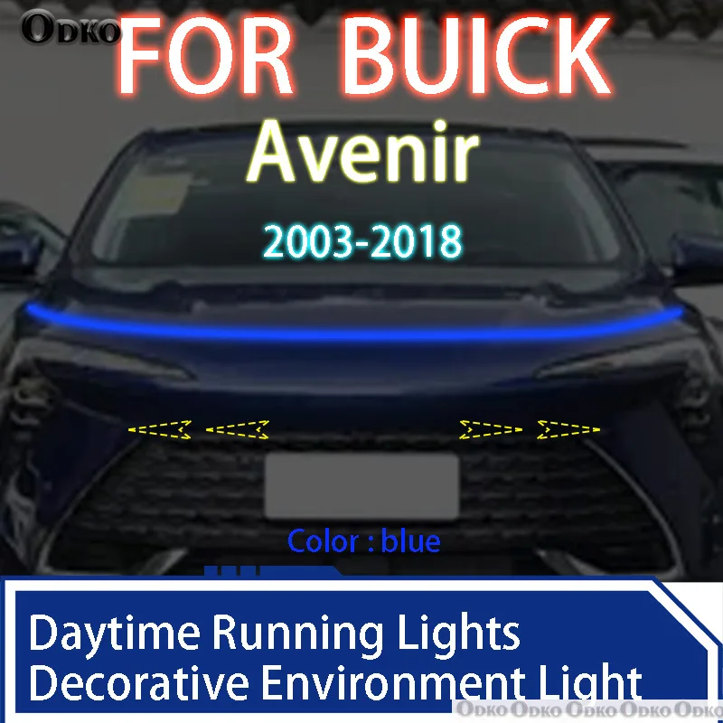 

ДЛЯ BUICK Avenir 2003-2018 Новое обновление светодиодных дневных ходовых огней сканирования капота автомобиля DRL Guide декоративная лампа окружающего света 12 В