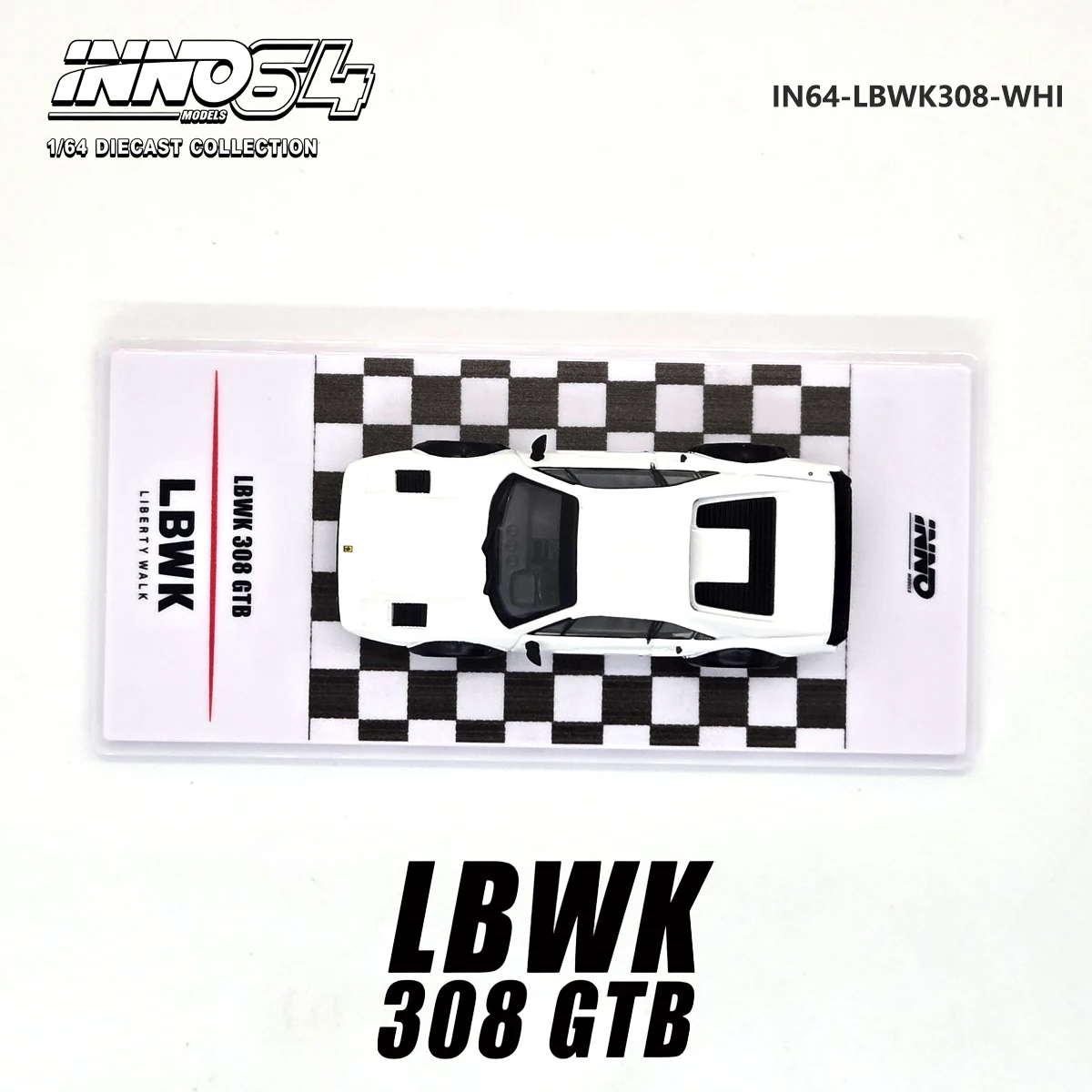INNO64 1:64 308 GTB LBWK Liberty Walk White IN64-LBWK308-WHI Diecast Model Car with Display Base in Stock Ready To Ship image 6