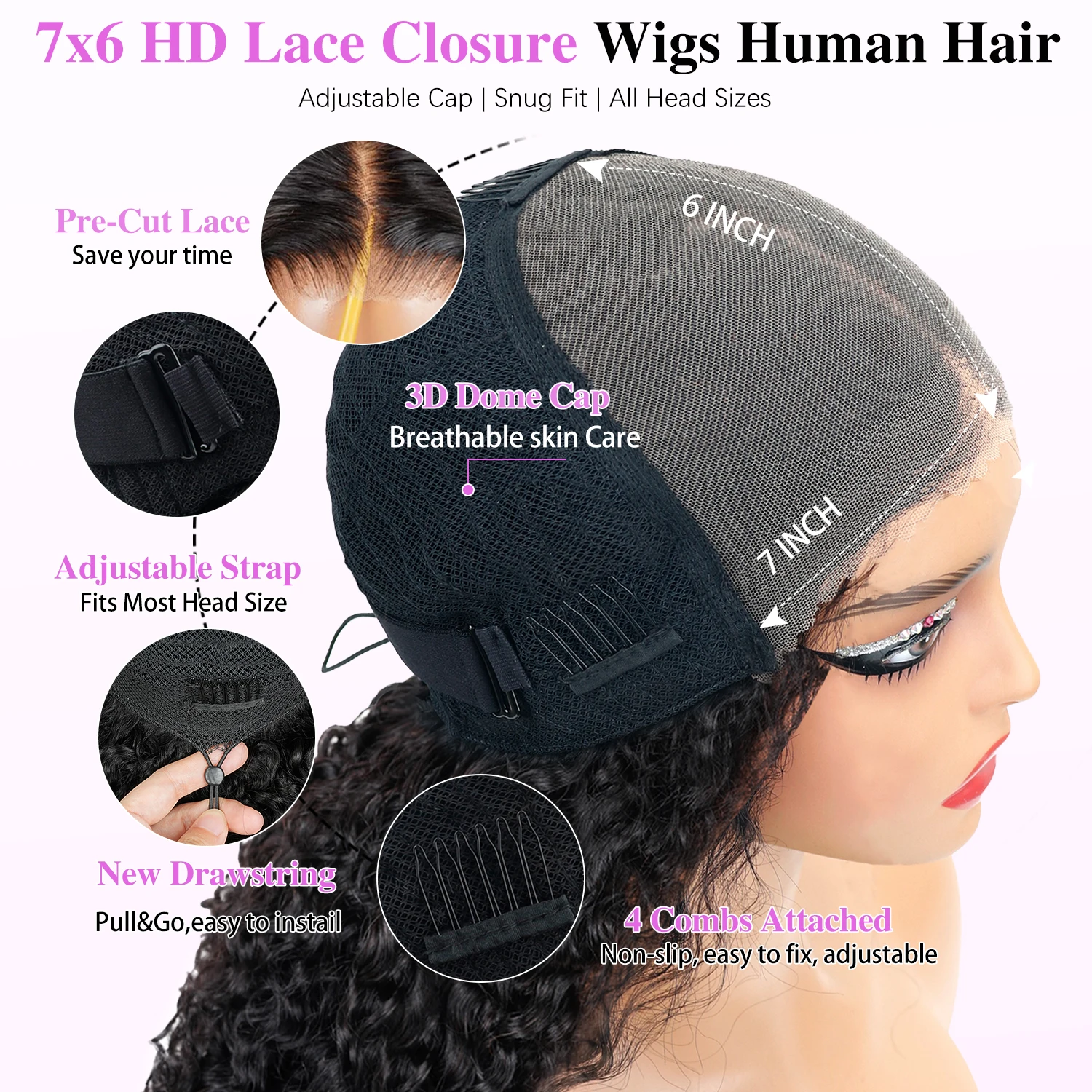 200% الكثافة غلويليس 7x6 الدانتيل الشفاف 12A مزدوجة تعادل الشعر البورمية شعر بشري مجعد الباروكات للنساء شعر مستعار