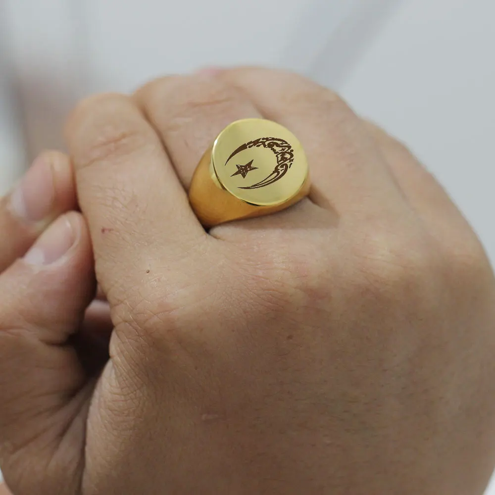 New Neutral Ring Moon And stars Pattern  Stainless Steel  Jewelry Accessories Rings For Men