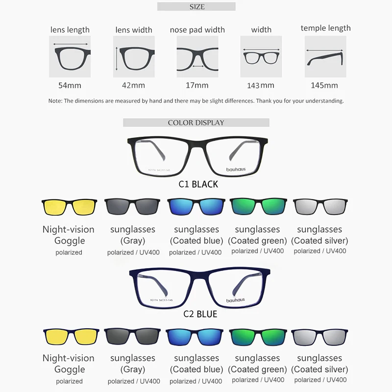 Bauhaus Polarized Sunglasses Men 5 In 1 Magnetic Clip On Glasses ULTEM Optical Prescription Eyewear Frames Eyeglass