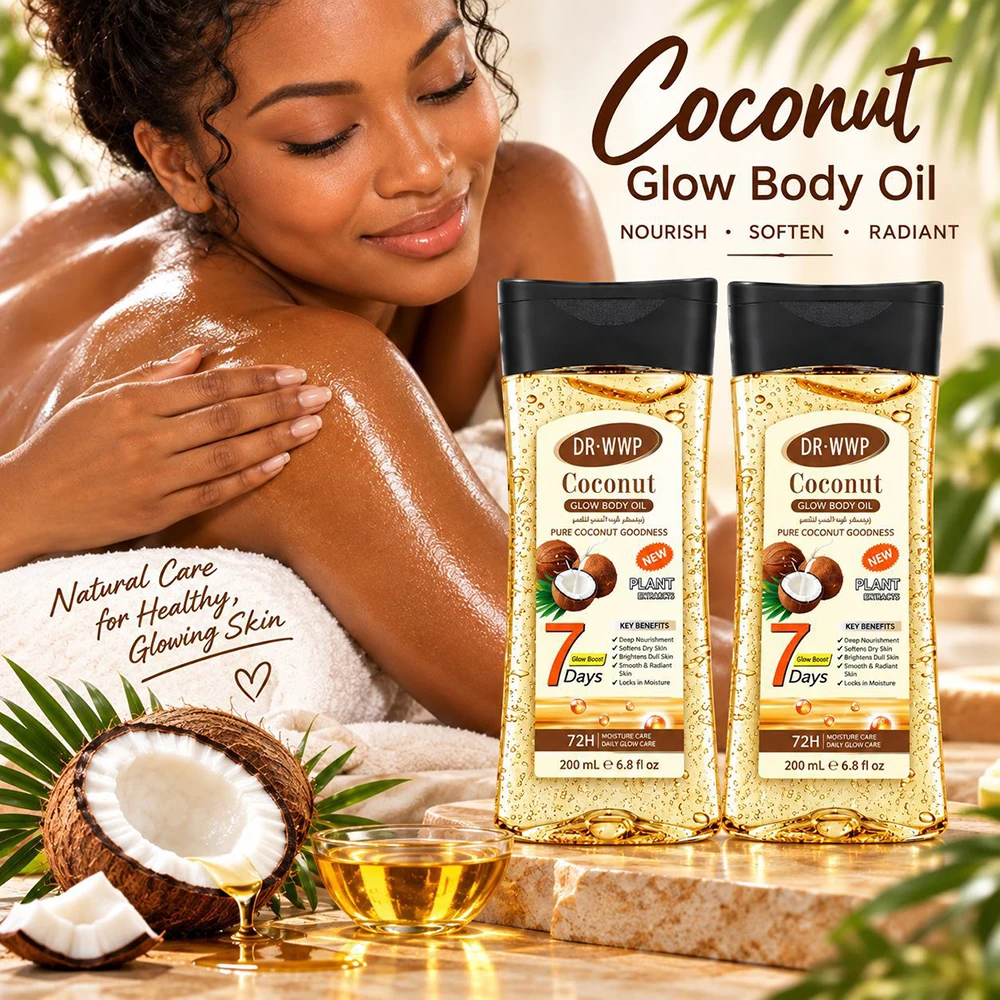 200ml Coconut Body Massage Essential Oil Facial Moisturizer Nourishing Skin Full Body SPA Vitamin E B3 Scraping Body Gel Oil