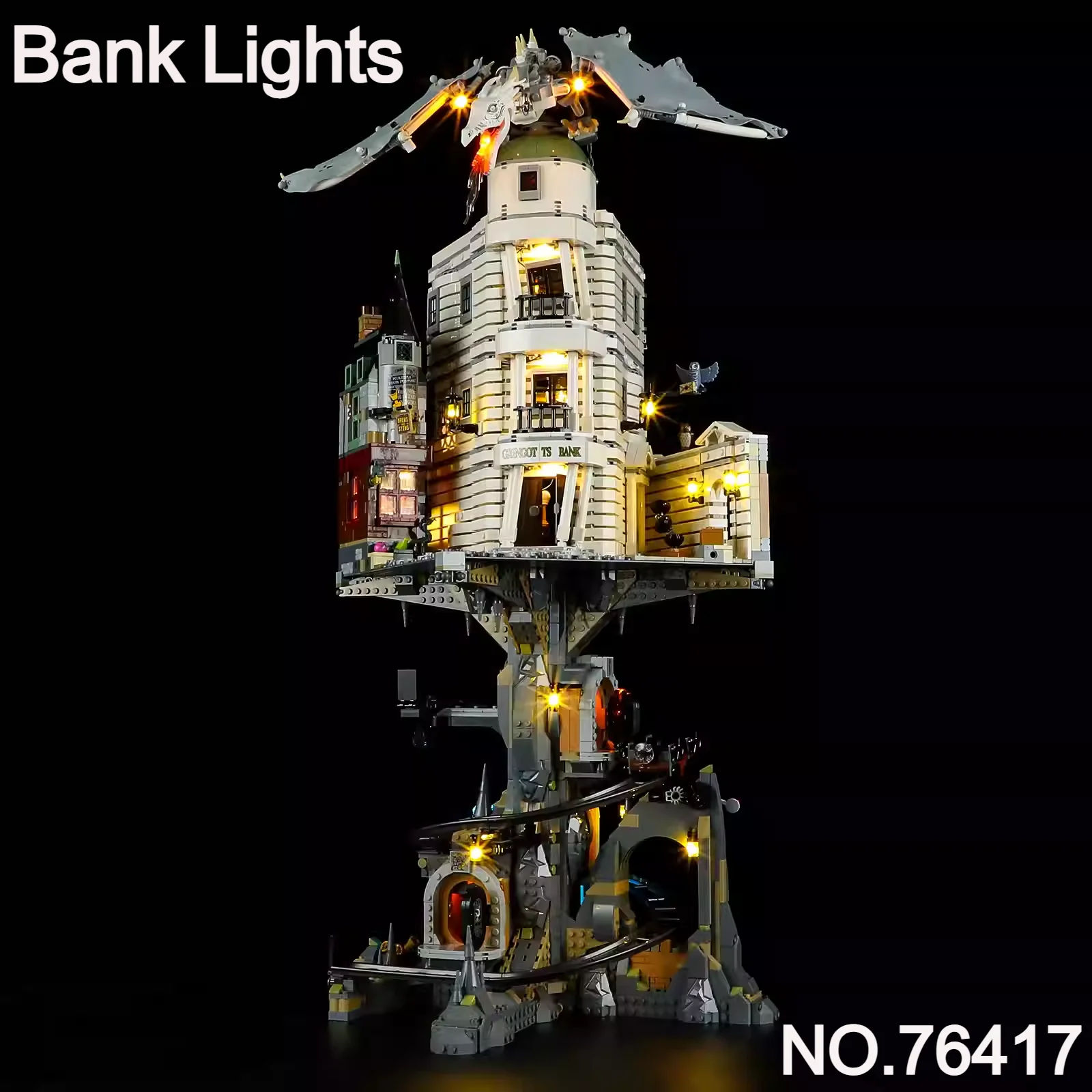 Juego de luces LED creativas compatibles con Lego 76417 Harry Potter Gringotts Wizarding Bank, lámpara decorativa (solo luz, sin bloques)