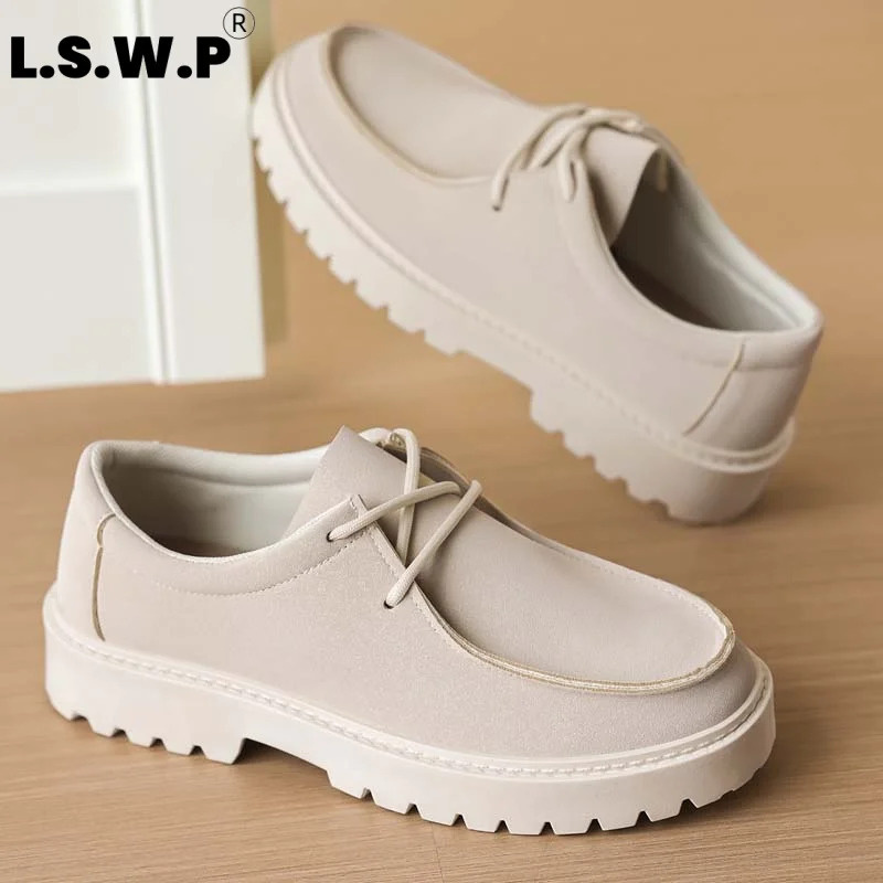 Men's Loafers, Retro-Style Casual Shoes for Men, with a Matte Suede Texture, Soft Feel, Lace-Up Design That Fits the Foot Shape, Thick Toothed Sole for Wear Resistance and Grip, Neat Stitching, Suitable for Jeans and Casual Pants, Perfect for Everyday Wear in Multiple Settings.